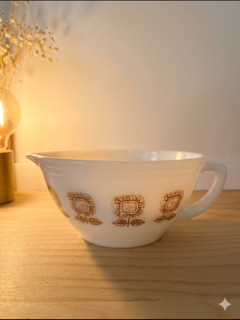 Vintage Federal Glass Milk Glass Sunflower Batter Bowl - Retro